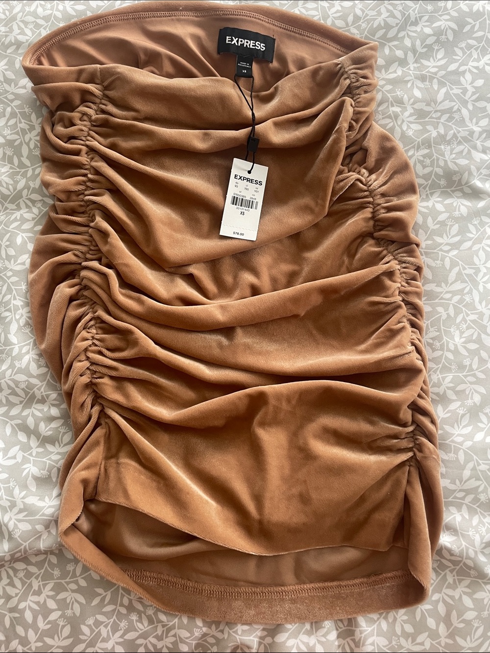 Express Ruched Mini Skirt - Camel Brown
